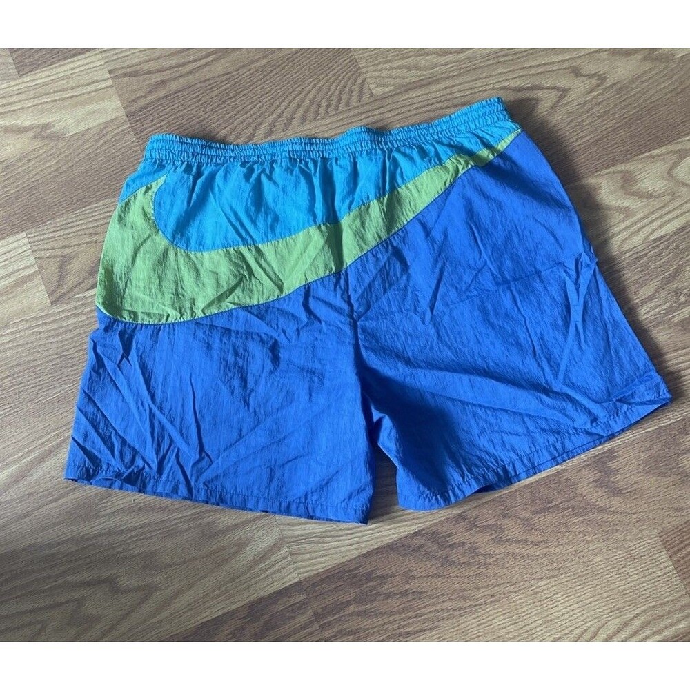 Vintage Nike Color Block Swoosh Swim Trunks Shorts White Tag Large